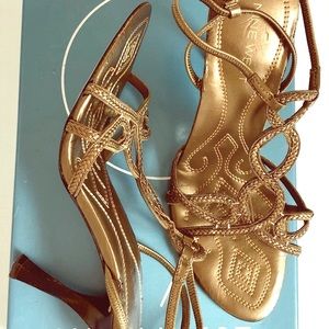 Nine West Gold Strappy Heels